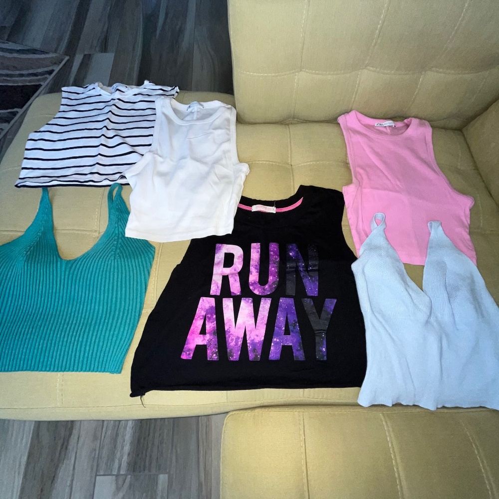 bundle of 6 cropped tank tops size S